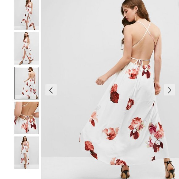 Overlap Criss Cross Floral Maxi Dress - Picture 3 of 7